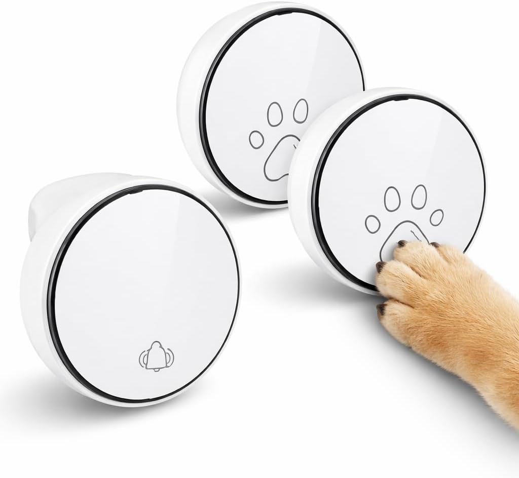 Comsmart Smart Wireless Dog Door Bell, Doggie Doorbell for Pet Potty Training Communication Go Outside Press Button with 38 Melodies 4 Volume Levels LED Flash (1 Receiver & 1 Transmitter), Black - Image 9