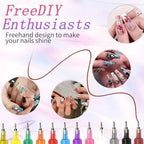 Hand demonstrating nail art design using Piyupor pens