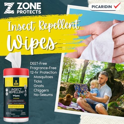 Zone Protects unscented insect repellent wipes eighty count pack for sensitive skin application