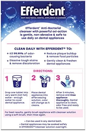 Efferdent 102 count effervescent tablets for clear aligner hygiene