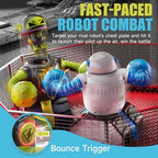 Two RC battle bots with colorful designs