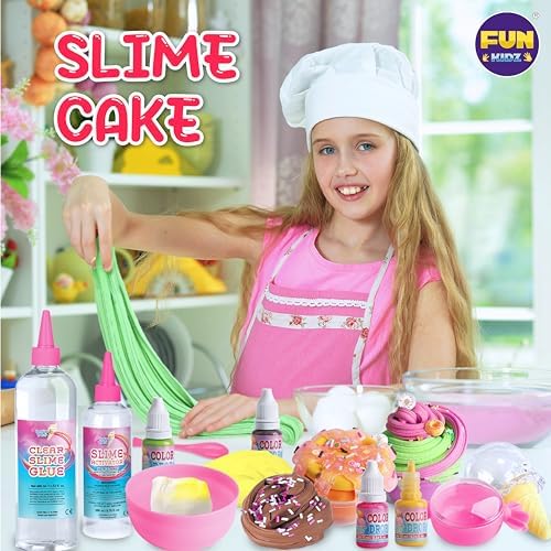 FUN KIDZ DIY craft set showing included neon glues, clay, activator bottle, and decorative charms arranged neatly.
