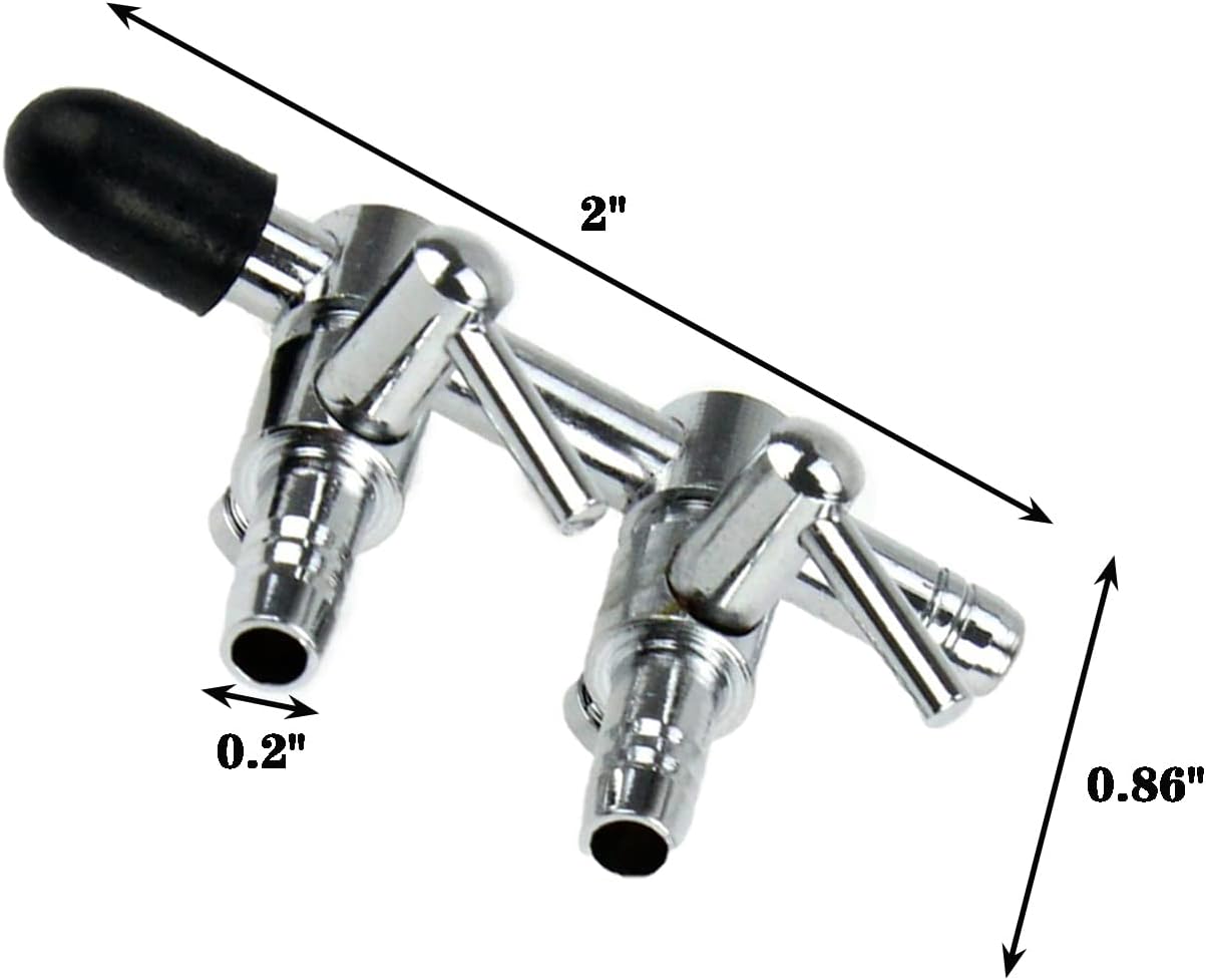 Stainless steel aquarium control valve close up showing individual airflow adjustment levers