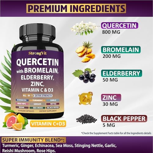 StrongVit immune support supplement nutrition facts and ingredient label list