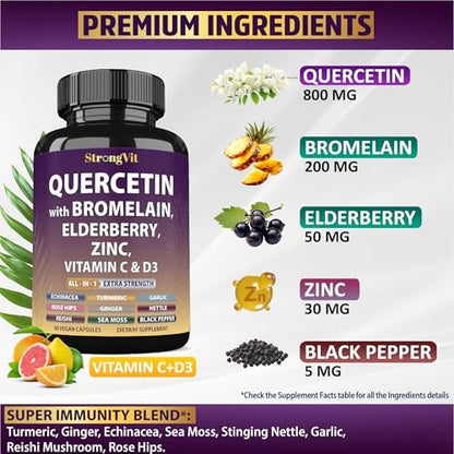 StrongVit immune support supplement nutrition facts and ingredient label list