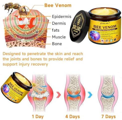 Top view of XRLXRL Bee Venom cream jar lid and branding