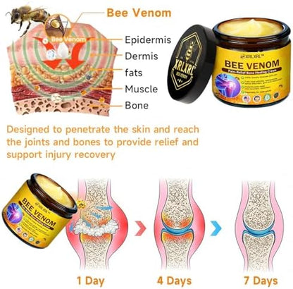 Top view of XRLXRL Bee Venom cream jar lid and branding