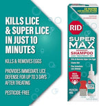 USA imported non toxic lice shampoo for children and adults showcasing the back label instructions and benefits
