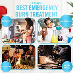 JJ CARE medical grade burn treatment gel for emergency pain relief.