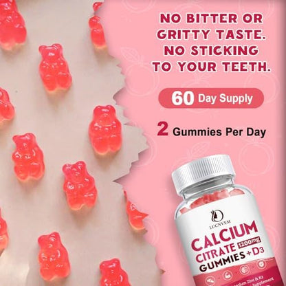 Back label of Lucnvem 1200mg calcium citrate gummies