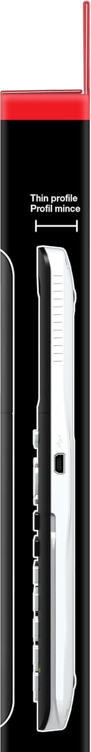 Texas Instruments student exam approved graphing device demonstrating the battery status indicator on the backlit screen.
