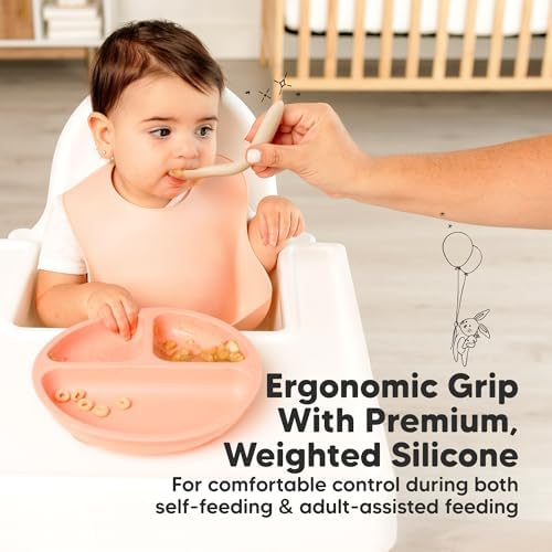 Dishwasher safe baby led weaning utensils highlighting the bite resistant edges.