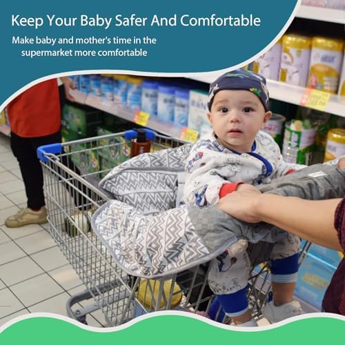 Premium velvet grocery trolley cushion with baby bottle pocket