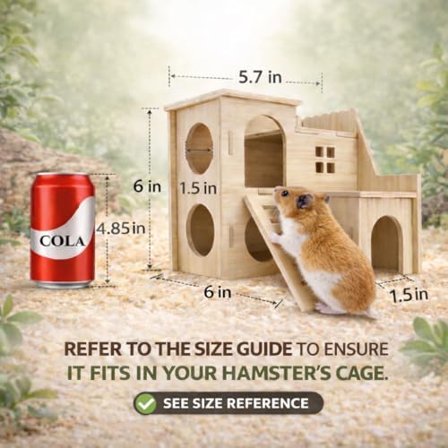 Tiny Hamster Maze Wood House Fun Slide House Double-Decker Hut for Dwarf Gerbil Mouse Mice Rat Small Animals(Only for Small Hamster) - Image 6