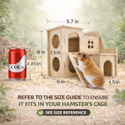 Tiny Hamster Maze Wood House Fun Slide House Double-Decker Hut for Dwarf Gerbil Mouse Mice Rat Small Animals(Only for Small Hamster) - Image 6