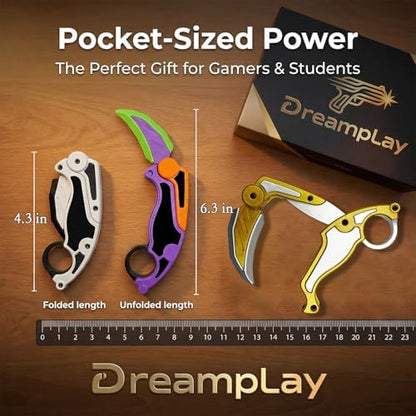 Dreamplay fidget gravity knife folded in palm