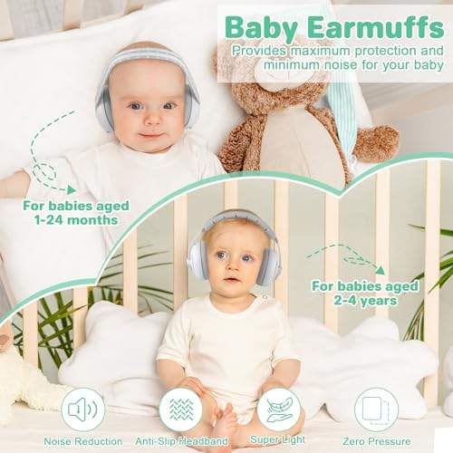 Top view of Beboan baby earmuffs with 2-in-1 design features