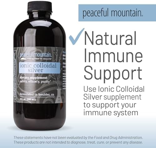 Peaceful Mountain Ionic Colloidal Silver amber glass bottle packaging