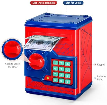 Vcertcpl kids coin bank vault door opened revealing the large internal storage capacity.
