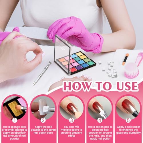 Complete Jaojao nail pigment palette set packaged in black case