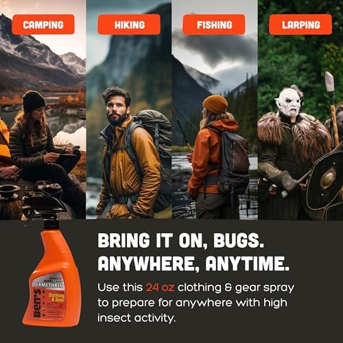 Ben's unscented permethrin clothing insect killer bottle standing upright
