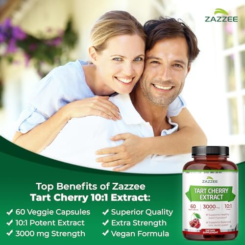 Zazzee Tart Cherry 3000mg supplement label dietary details