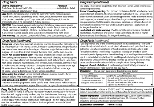 Authentic Mohnark diclofenac sodium joint care gel back label showing usage guidelines