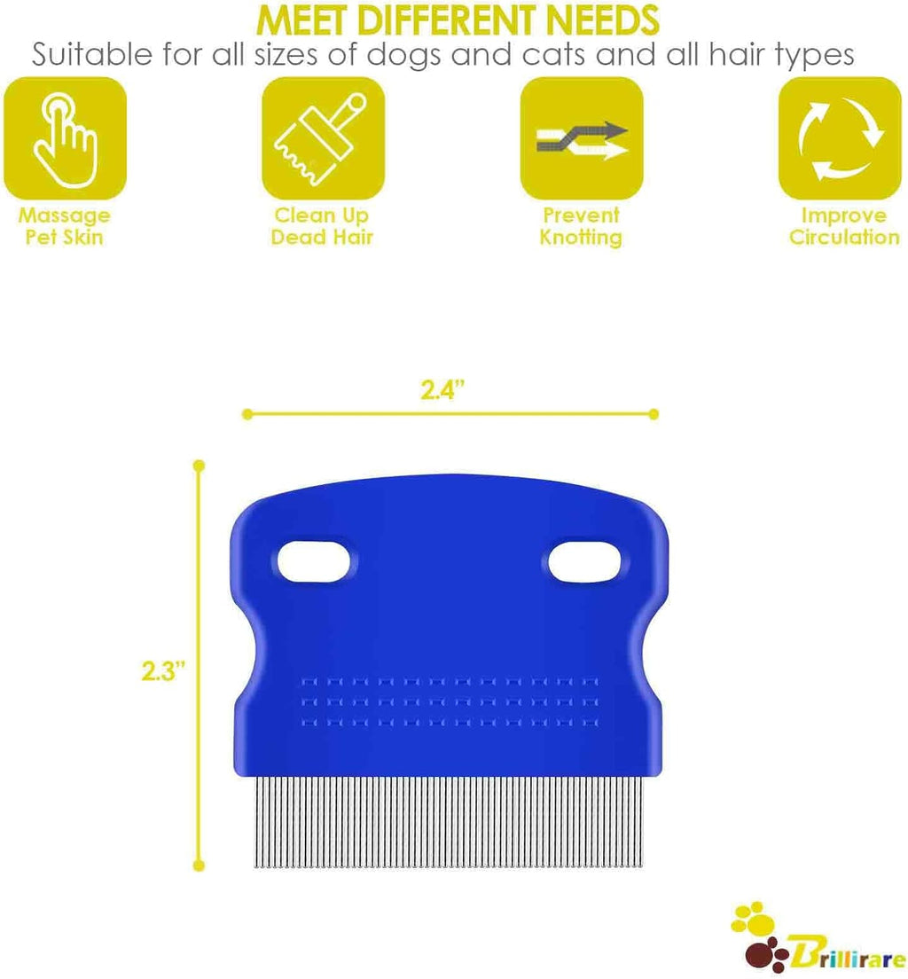 Stainless steel pet grooming comb close up of rounded teeth for safe detangling