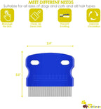 Stainless steel pet grooming comb close up of rounded teeth for safe detangling
