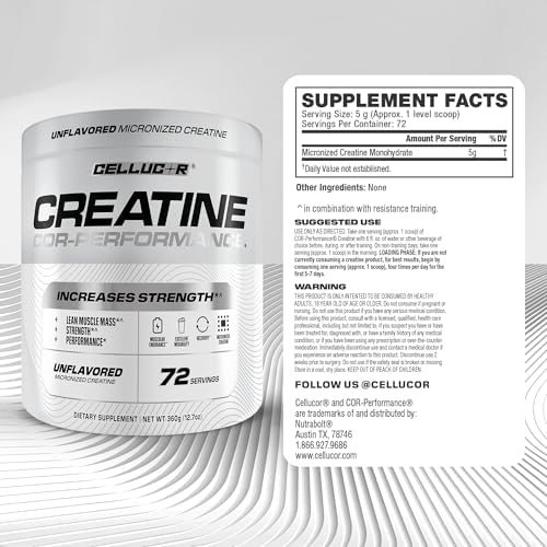 Cellucor Cor-Performance Creatine Monohydrate supplement facts label