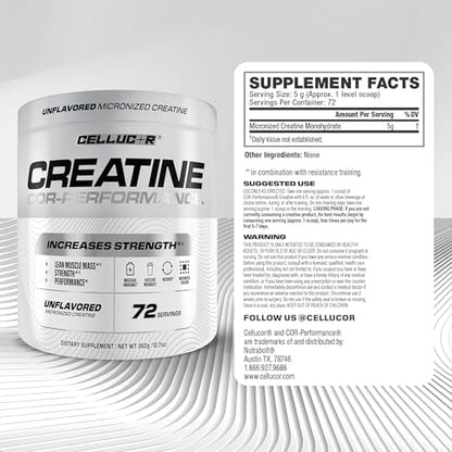 Side view of Cellucor Creatine 360 grams powder container