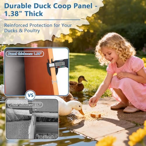 FunXplore Duck Coop Outdoor Weatherproof Wooden Duck House for Outside Small Animal Pet Hutch with Asphalt Roof Elevated Legs Pull-Out Tray Suitable for Other Poultry Chickens & Quails - Image 4