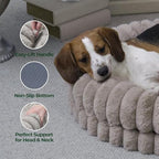 BALANCE Luxury Donut Dog Bed, 30 Inches Round Dog Bed Medium Size Dogs Washable, Orthopedic Calming Dogs Bed for Pets with Anti-Slip Bottom, Oatmeal - Image 7