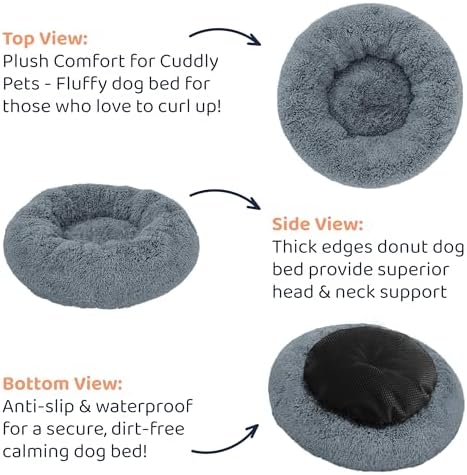 Donut Dog Bed - Premium Comfort for Anxiety Relief - Fluffy & Calming Design with Ultra-Plush Support | Cozy Round Dog Bed with Super Soft Circle Style (Dark Grey, Medium) - Image 6