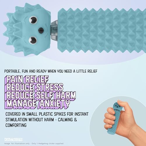 Blue hedgehog shaped sensory fidget toy showing the raised spike texture close up.