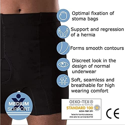 Side view of Corsinel seamless hernia support underwear for men.