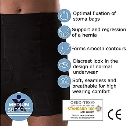 Side view of Corsinel seamless hernia support underwear for men.