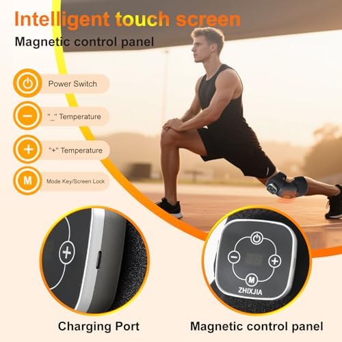 ZHIXJIA wireless rechargeable knee massager detached magnetic control panel with LED screen