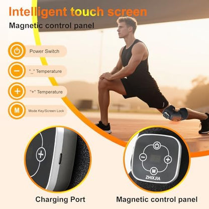 ZHIXJIA wireless rechargeable knee massager detached magnetic control panel with LED screen