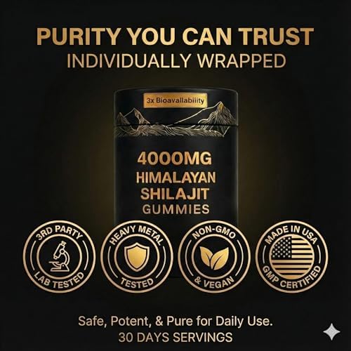 Side view of the Auivty 60 count sugar free shilajit chewable gummies packaging.