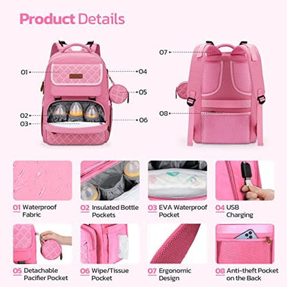 Maelstrom water resistant large nappy backpack attached to a baby stroller using integrated clips.