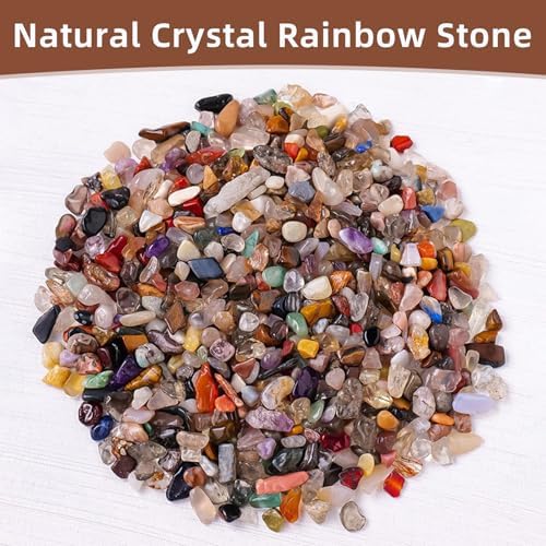 Close up of polished multicolor agate stone chips for home decor