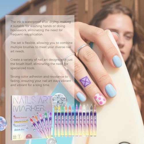 Example of complex nail art design created with Dujuanus pens