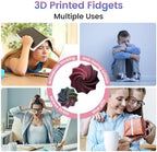 Piercing 3D printed whirling spiral star toy being pulled open to reveal the honeycomb design.
