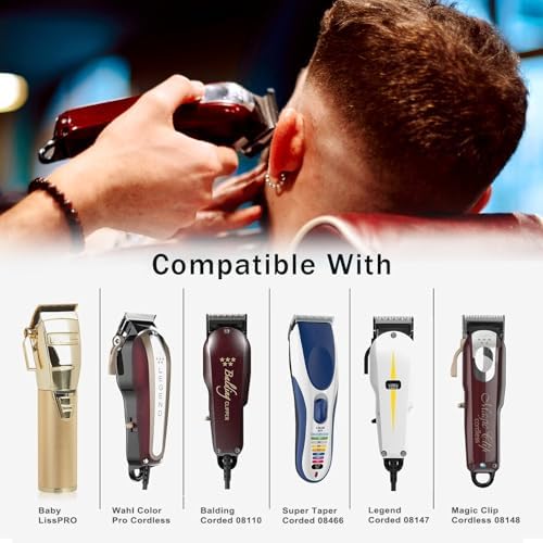 Close up of color coded grooming attachment combs highlighting the secure snap on clip mechanism
