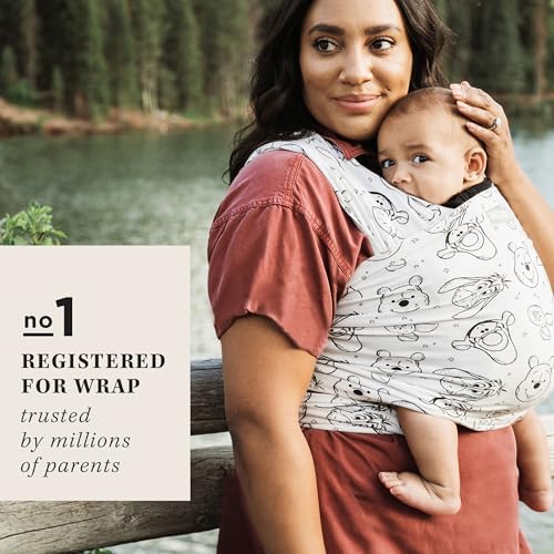 Moby baby carrier wrap completely unfolded demonstrating its eighteen foot adjustable length