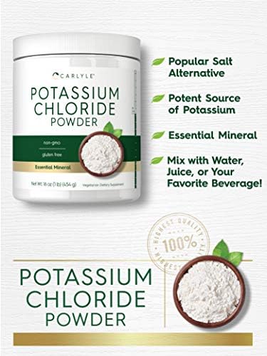 Vegan and non-GMO potassium supplement powder texture close up.