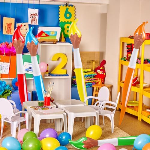 VercanMonth assorted color large inflatable art paintbrushes arranged together as a photography backdrop prop