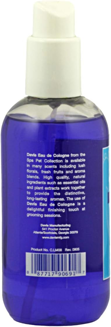 Davis Lavender Magic pet grooming cologne showing the locking pump spray cap mechanism.