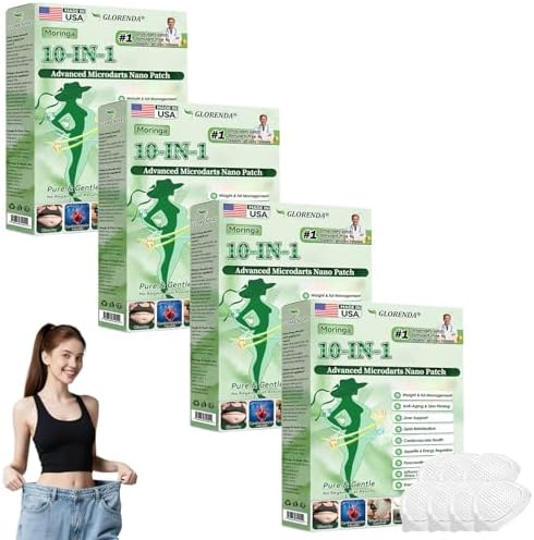 GLORENDA transdermal slimming patch applied to the abdomen demonstrating invisible ultra-thin design under clothes.
